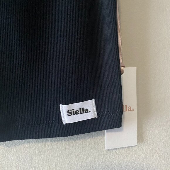 NWT Siella Cotton Rib Square Neck Tank Black - Picture 3 of 12